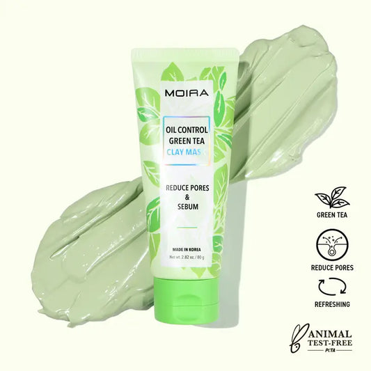 MOIRA Oil Control Green Tea Clay Mask ayuda a eliminar las impurezas, limpiando activamente los poros y minimizando su apariencia